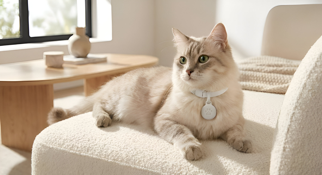 Cat wearing CatSense tag